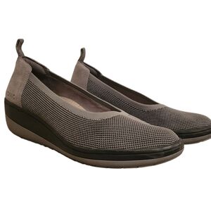 Vionic Jacey Knit Slip On Wedge Leather Round Toe Women's Size 9 Comfort Shoe